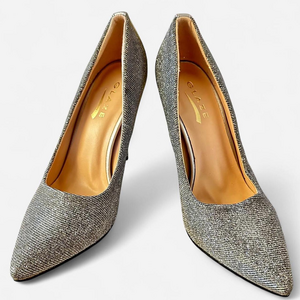 Party heels black silver glitter heels